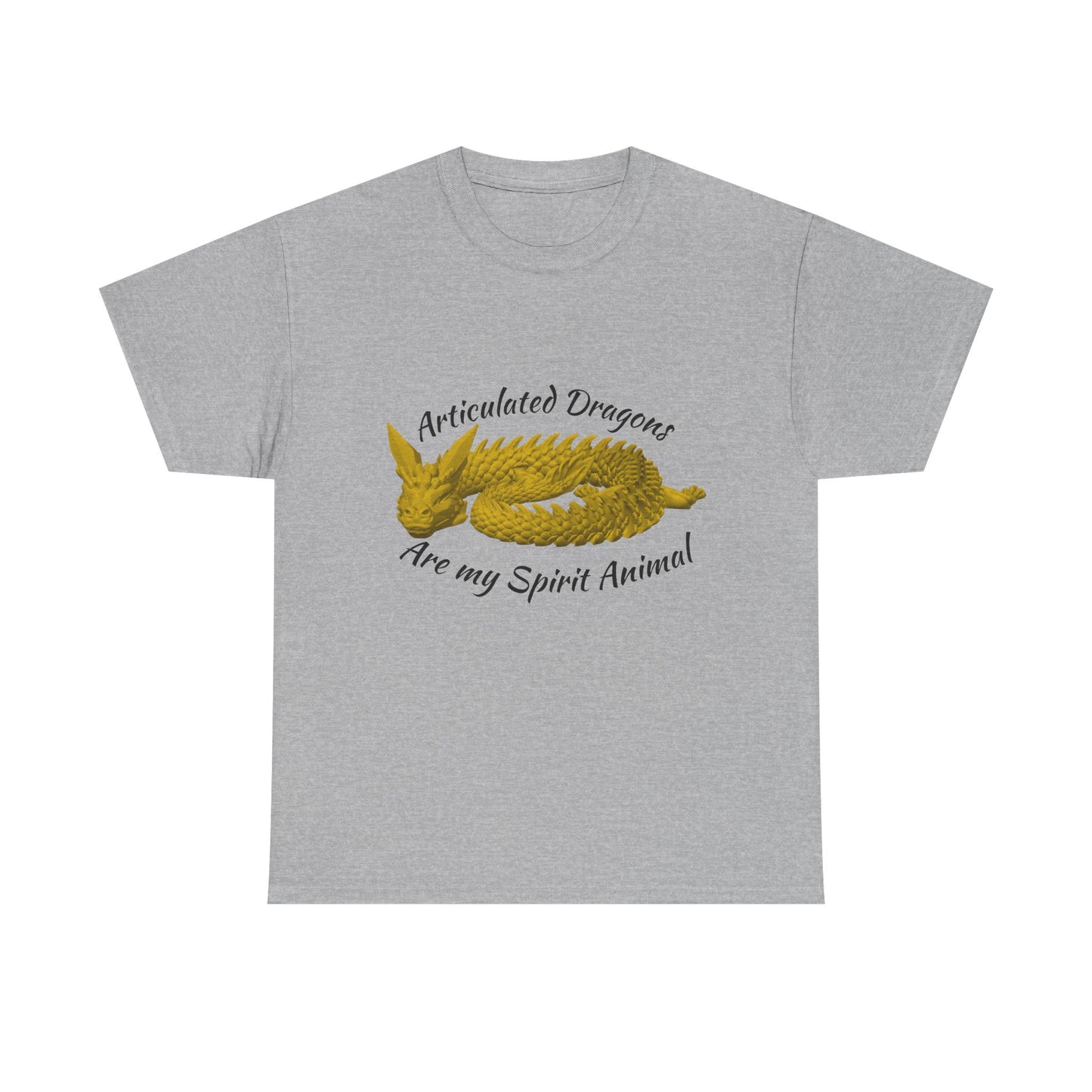 Gold Articulated Dragons Spirit Animal Tee, Unisex Cotton T-Shirt, Dragon Lover Gift, Fantasy Apparel, Unique Graphic Tee