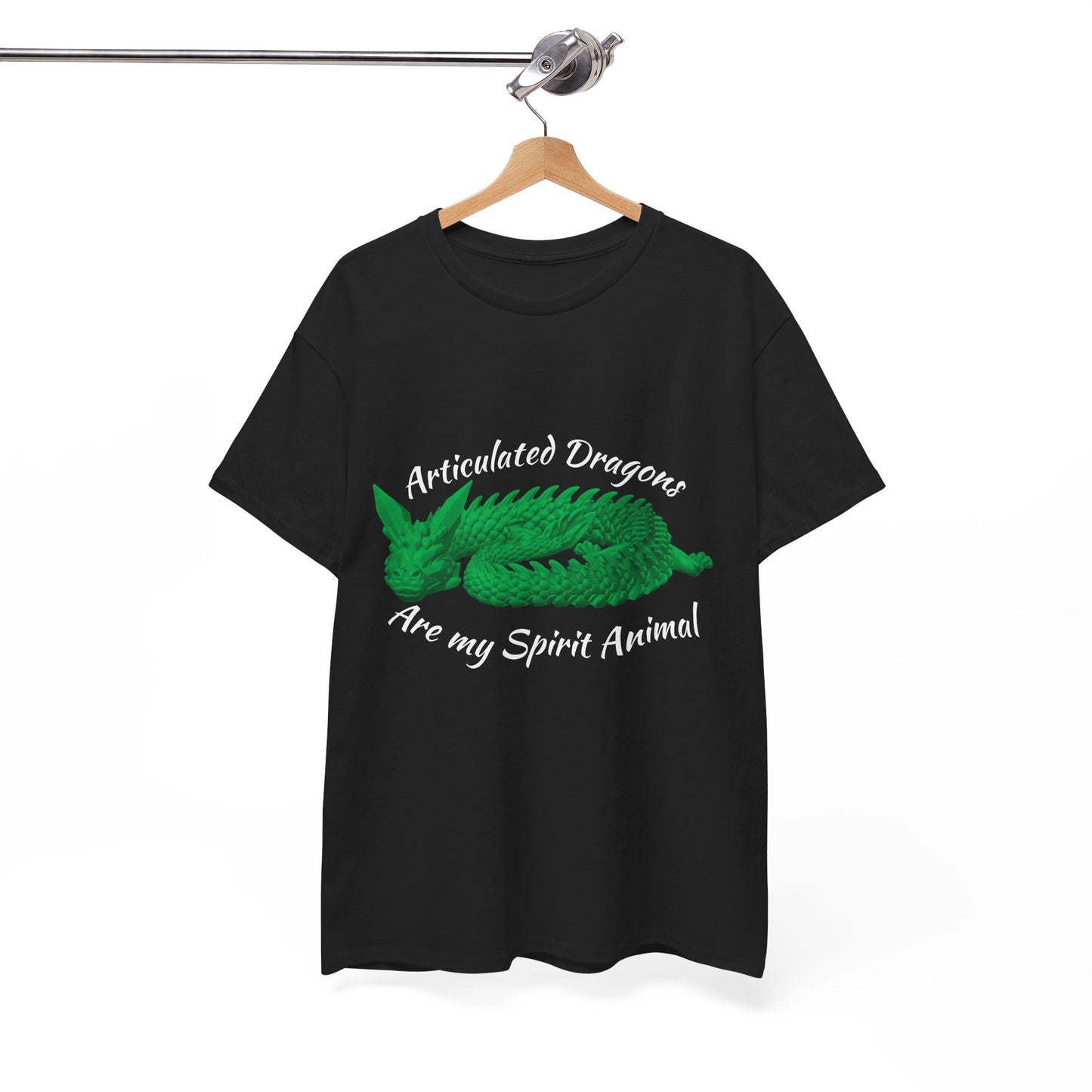 Green Articulated Dragons Spirit Animal Tee, Unisex Cotton T-Shirt, Dragon Lover Gift, Fantasy Apparel, Unique Graphic Tee