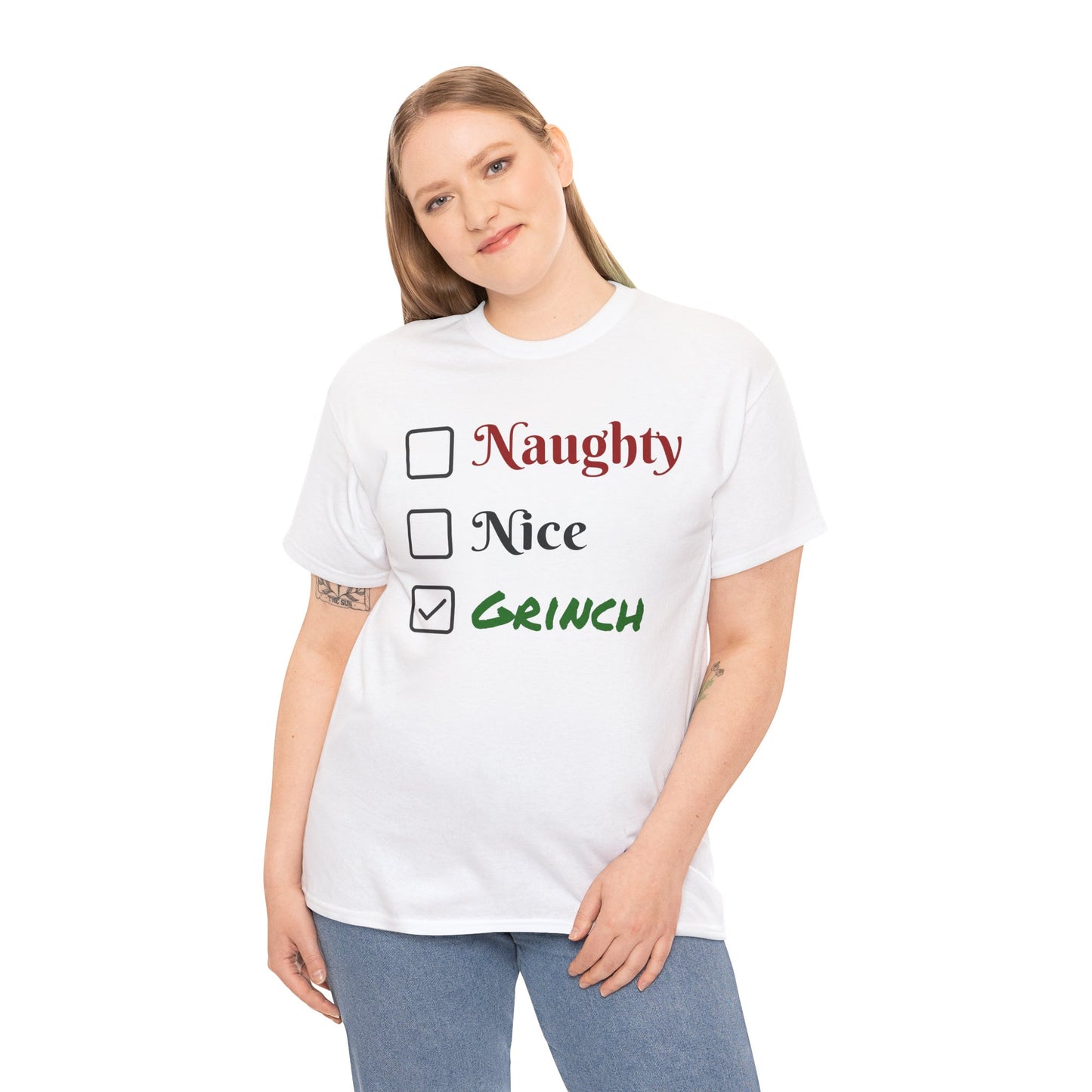 Grinch Unisex Heavy Cotton Tee - Christmas Gift, Holiday Shirt, Funny Movie Quote, Green Mean One, Dr. Seuss Costume