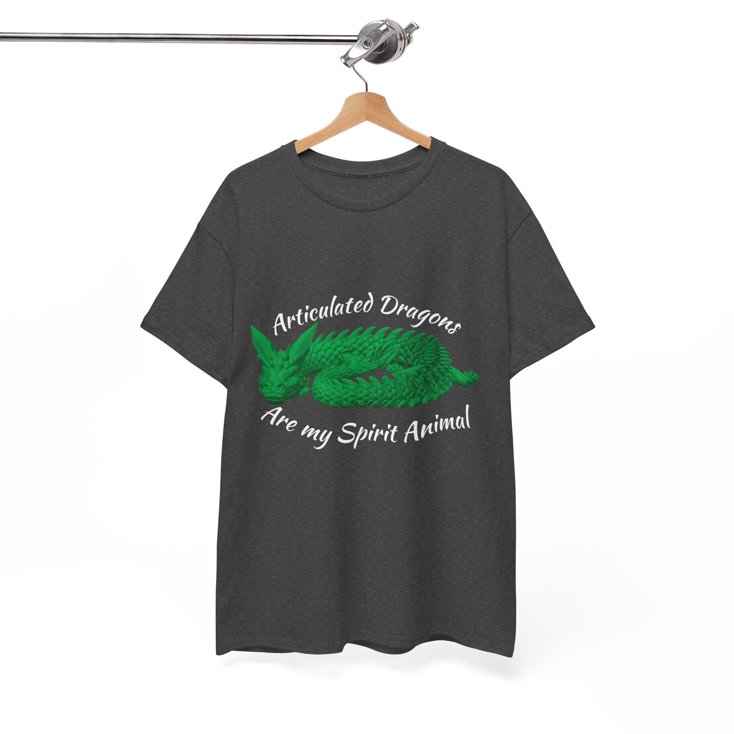 Green Articulated Dragons Spirit Animal Tee, Unisex Cotton T-Shirt, Dragon Lover Gift, Fantasy Apparel, Unique Graphic Tee