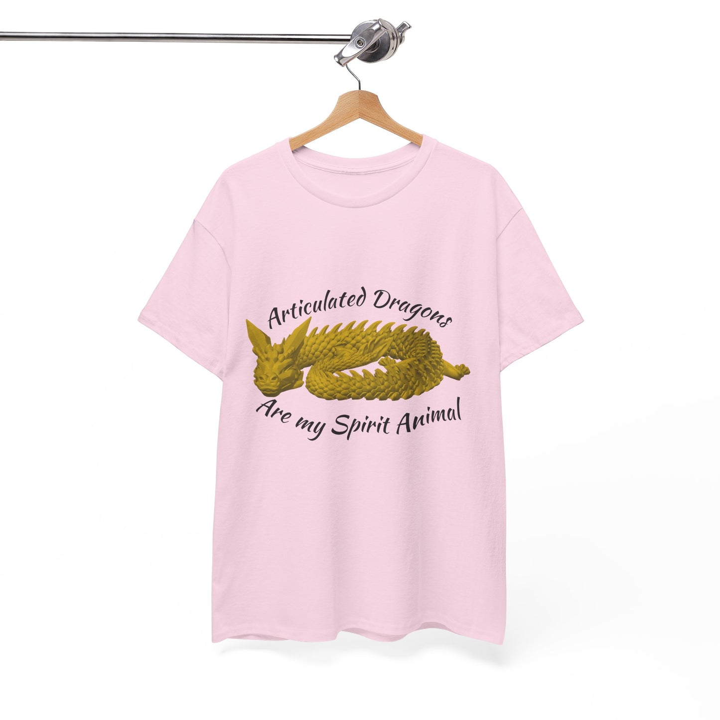 Gold Articulated Dragons Spirit Animal Tee, Unisex Cotton T-Shirt, Dragon Lover Gift, Fantasy Apparel, Unique Graphic Tee