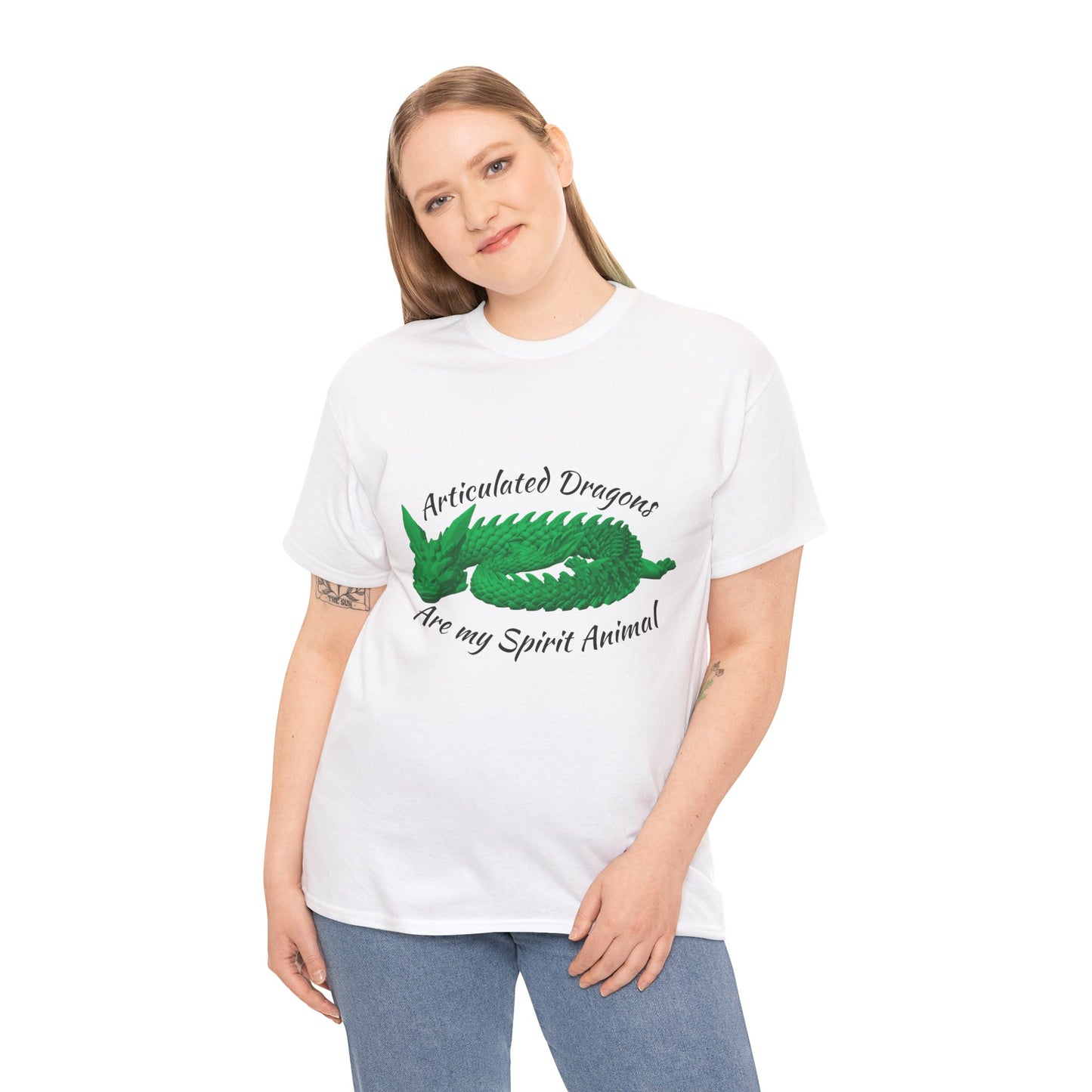 Green Articulated Dragons Spirit Animal Tee, Unisex Cotton T-Shirt, Dragon Lover Gift, Fantasy Apparel, Unique Graphic Tee