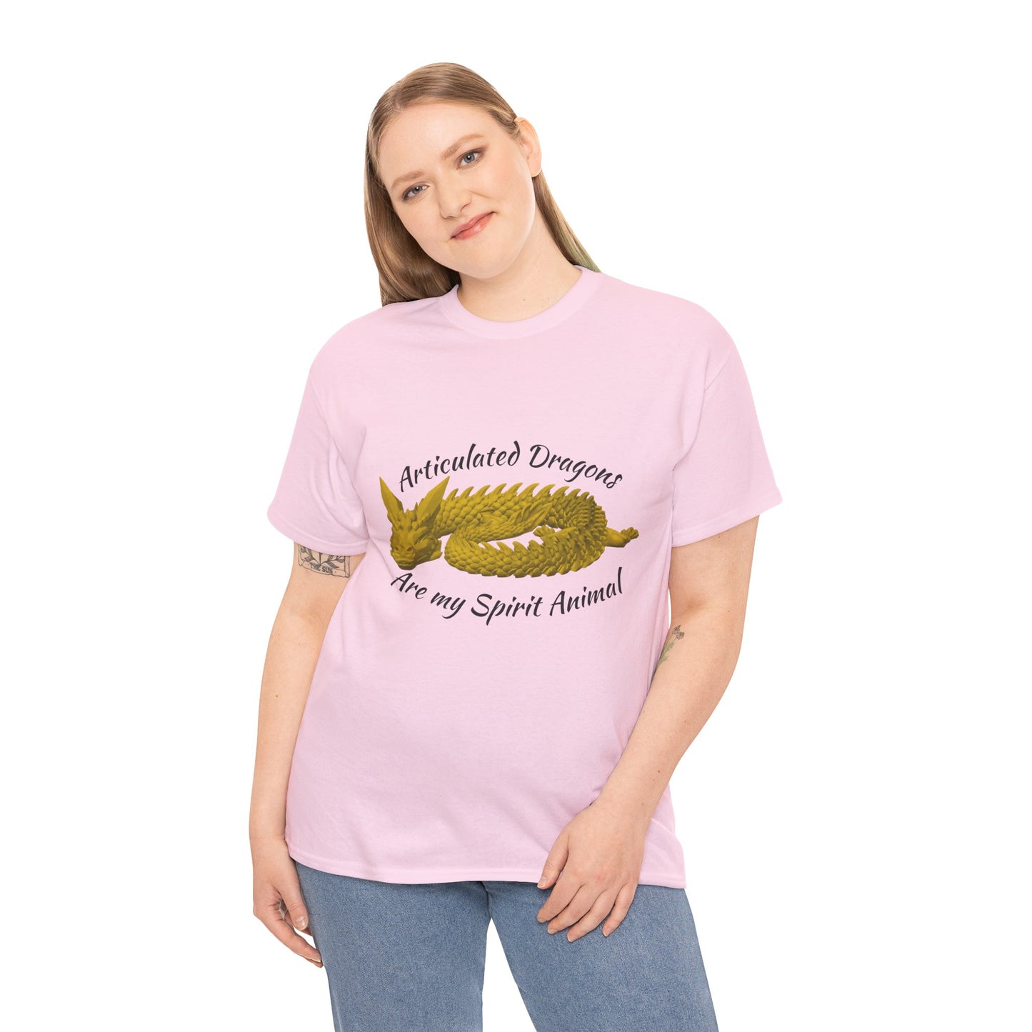 Gold Articulated Dragons Spirit Animal Tee, Unisex Cotton T-Shirt, Dragon Lover Gift, Fantasy Apparel, Unique Graphic Tee