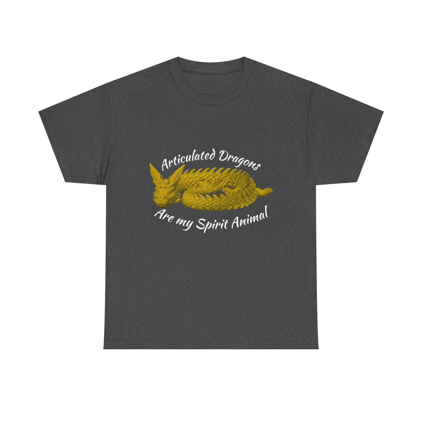 Gold Articulated Dragons Spirit Animal Tee, Unisex Cotton T-Shirt, Dragon Lover Gift, Fantasy Apparel, Unique Graphic Tee