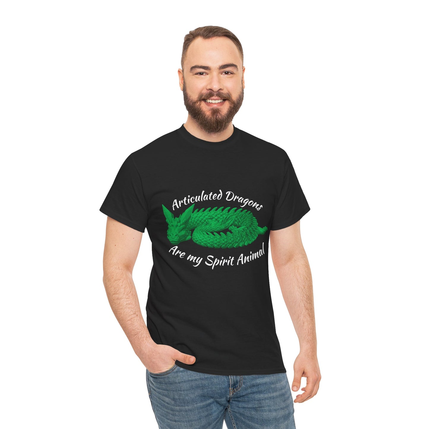 Green Articulated Dragons Spirit Animal Tee, Unisex Cotton T-Shirt, Dragon Lover Gift, Fantasy Apparel, Unique Graphic Tee