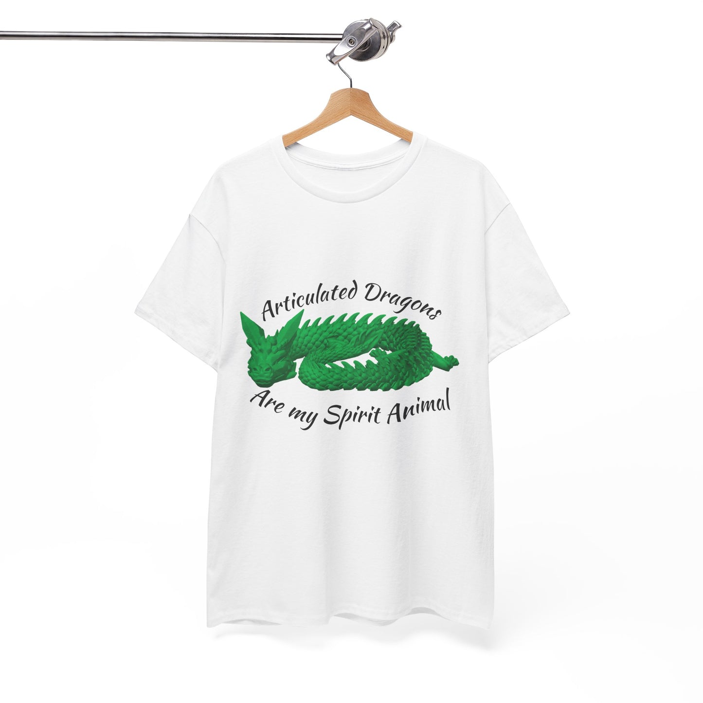 Green Articulated Dragons Spirit Animal Tee, Unisex Cotton T-Shirt, Dragon Lover Gift, Fantasy Apparel, Unique Graphic Tee