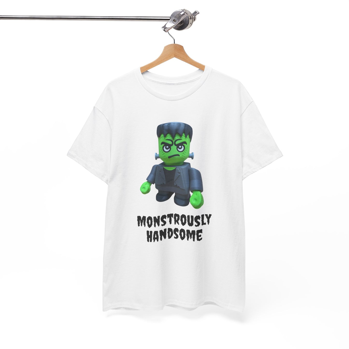 Frankenstein Monstrously Handsome Tee, Halloween Shirt - Unisex T-Shirt for Costume Party, Scary Movie Fans, Horror Lovers, Classic Monster