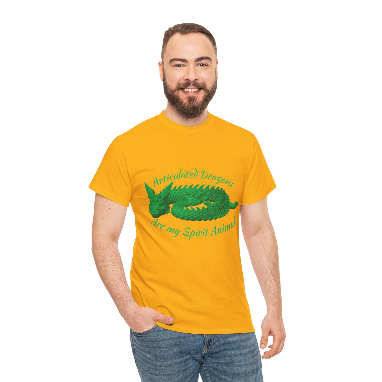 Green Articulated Dragons Spirit Animal Tee, Unisex Cotton T-Shirt, Dragon Lover Gift, Fantasy Apparel, Unique Graphic Tee