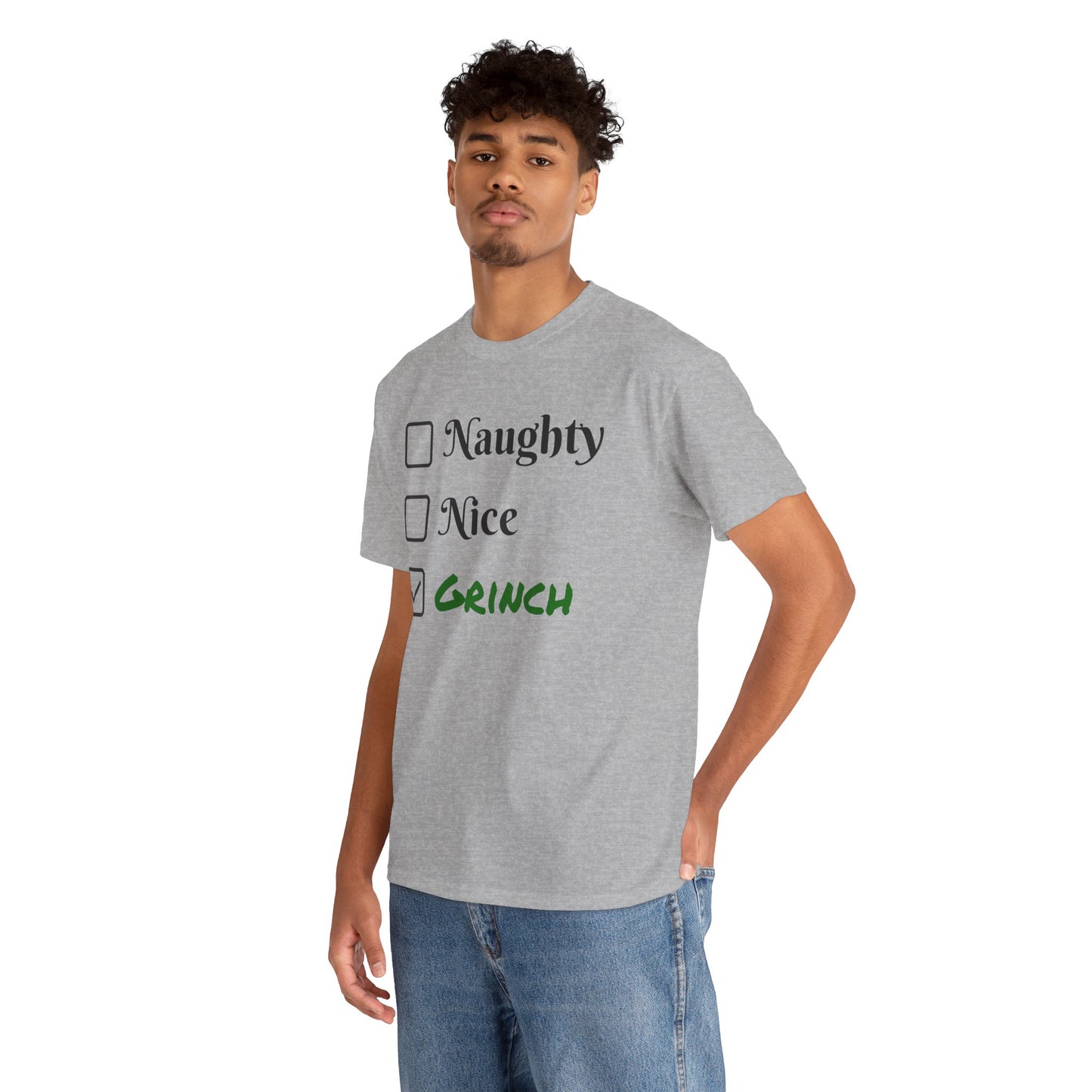 Grinch Unisex Heavy Cotton Tee - Christmas Gift, Holiday Shirt, Funny Movie Quote, Green Mean One, Dr. Seuss Costume