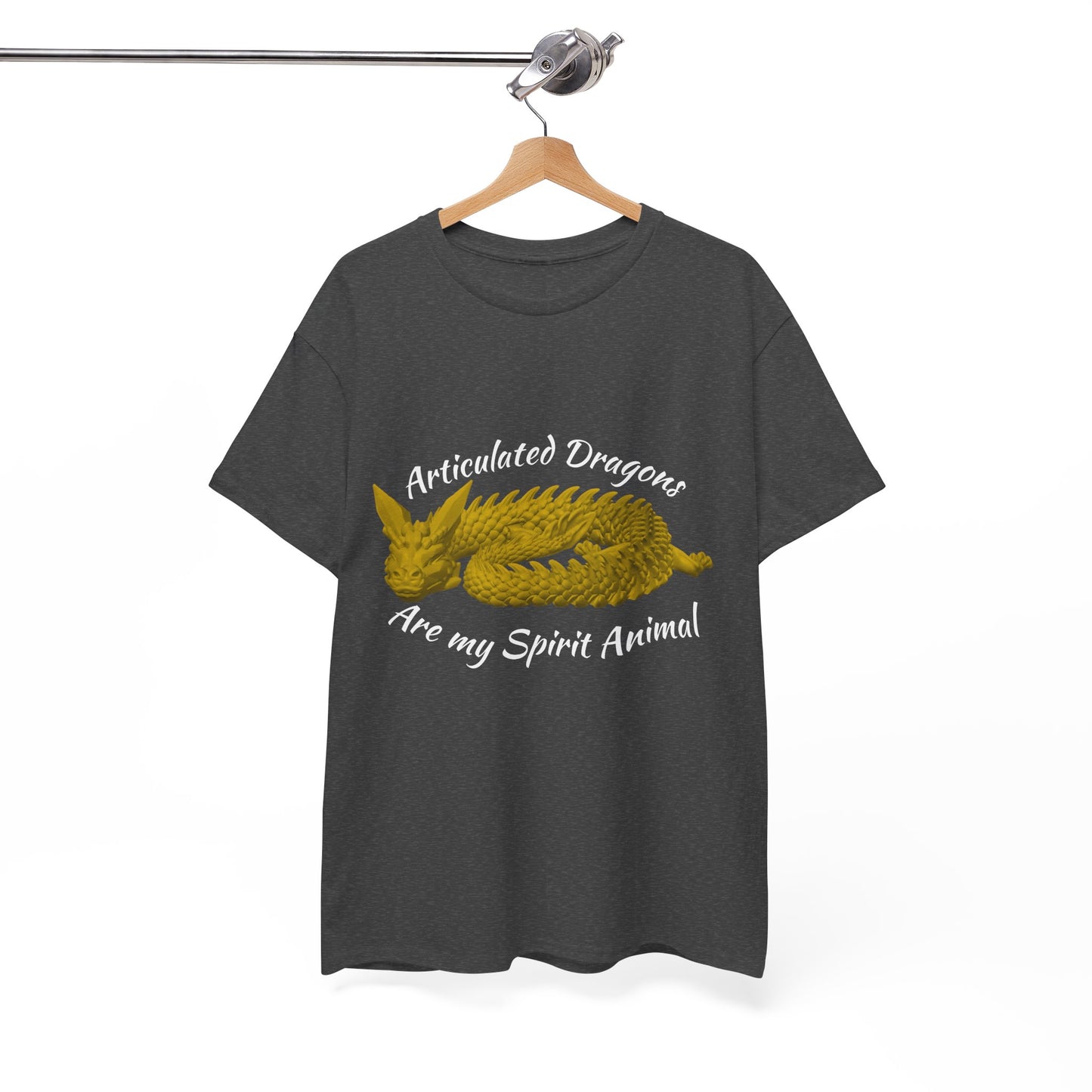 Gold Articulated Dragons Spirit Animal Tee, Unisex Cotton T-Shirt, Dragon Lover Gift, Fantasy Apparel, Unique Graphic Tee