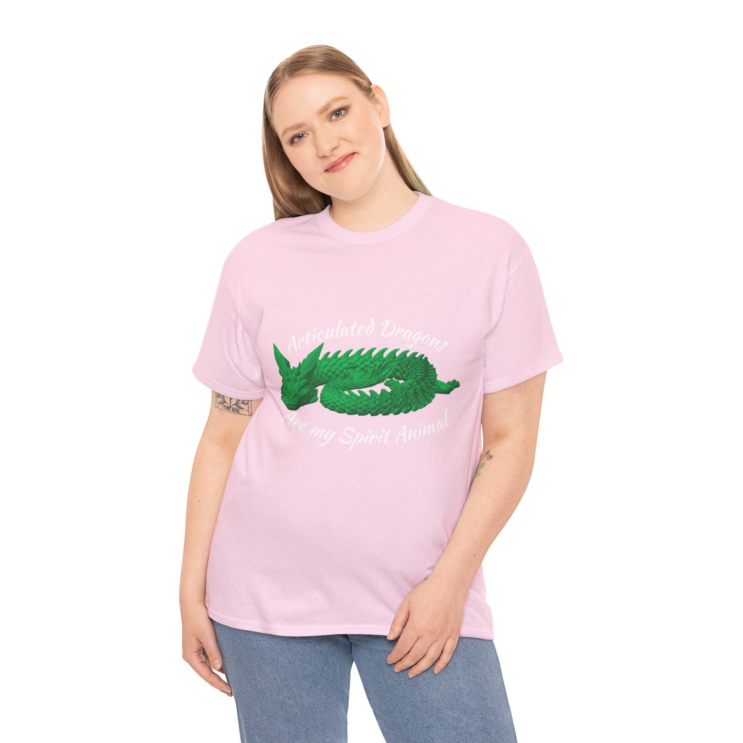 Green Articulated Dragons Spirit Animal Tee, Unisex Cotton T-Shirt, Dragon Lover Gift, Fantasy Apparel, Unique Graphic Tee