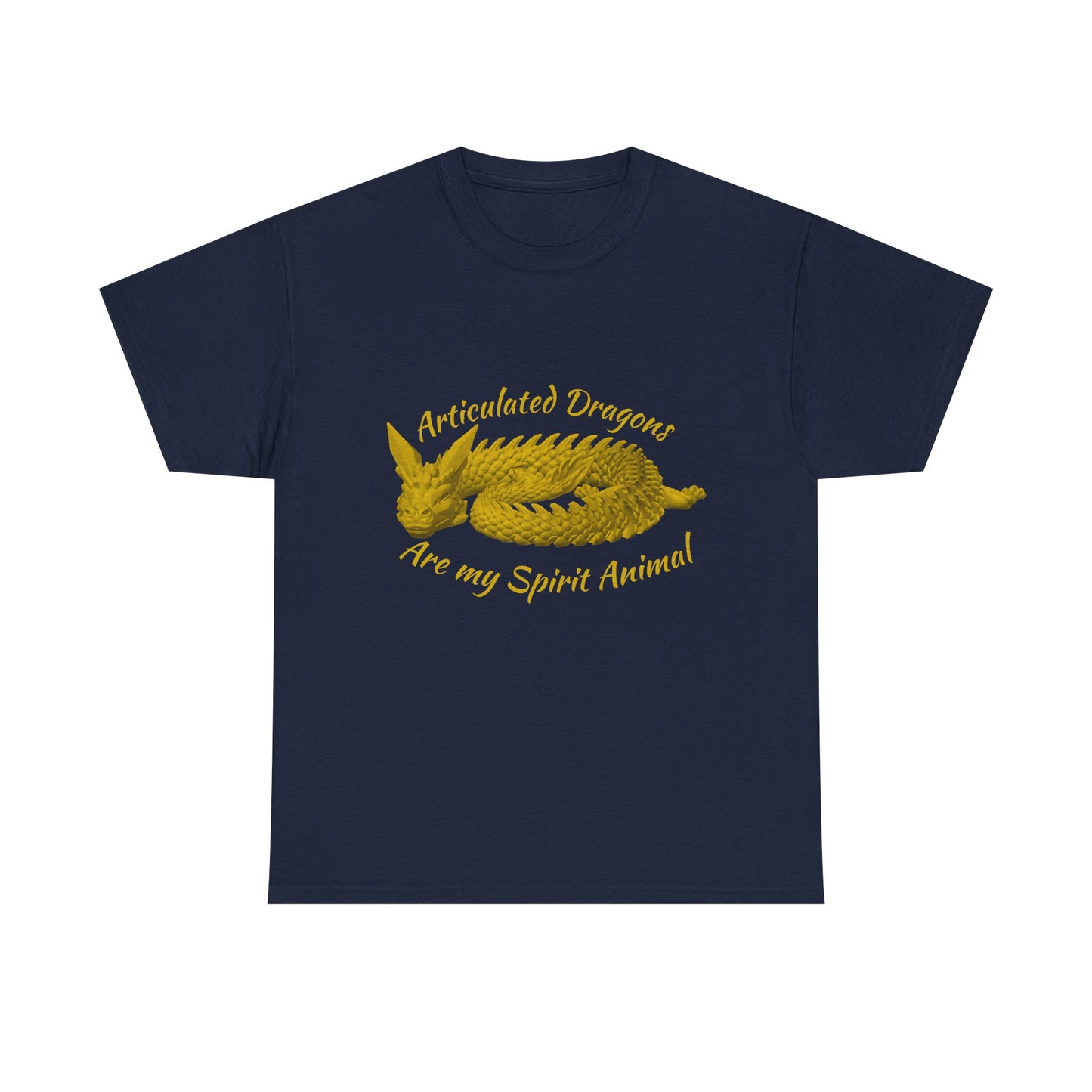 Gold Articulated Dragons Spirit Animal Tee, Unisex Cotton T-Shirt, Dragon Lover Gift, Fantasy Apparel, Unique Graphic Tee