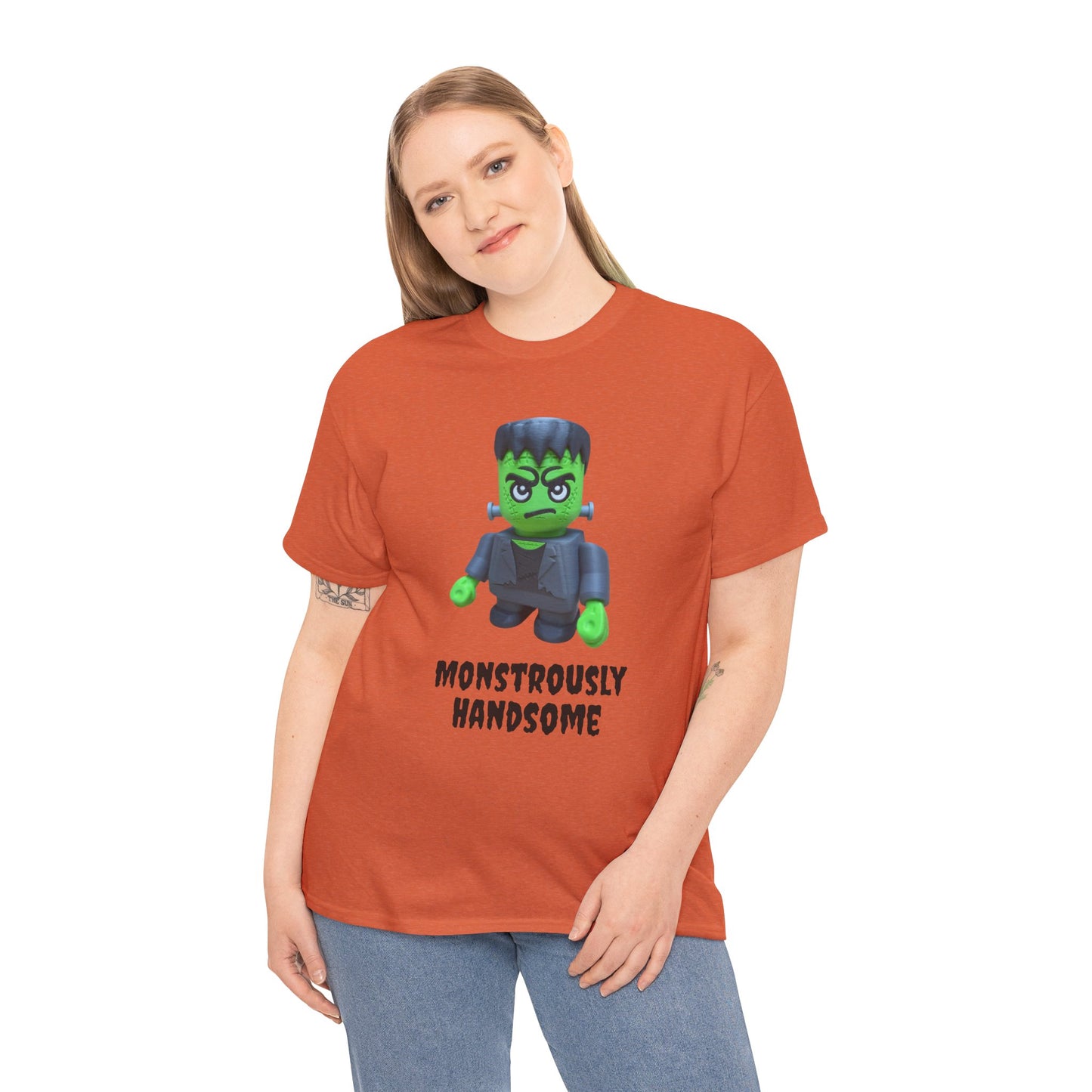 Frankenstein Monstrously Handsome Tee, Halloween Shirt - Unisex T-Shirt for Costume Party, Scary Movie Fans, Horror Lovers, Classic Monster