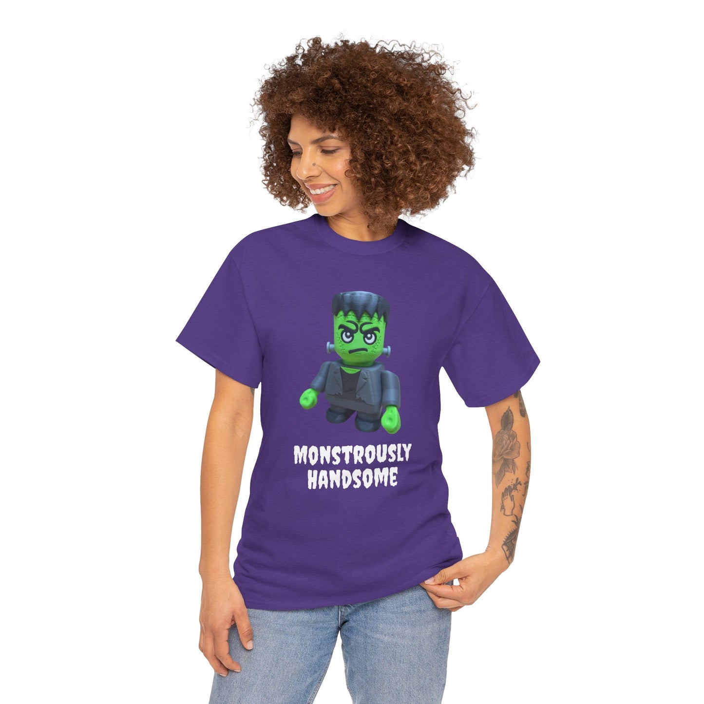 Frankenstein Monstrously Handsome Tee, Halloween Shirt - Unisex T-Shirt for Costume Party, Scary Movie Fans, Horror Lovers, Classic Monster