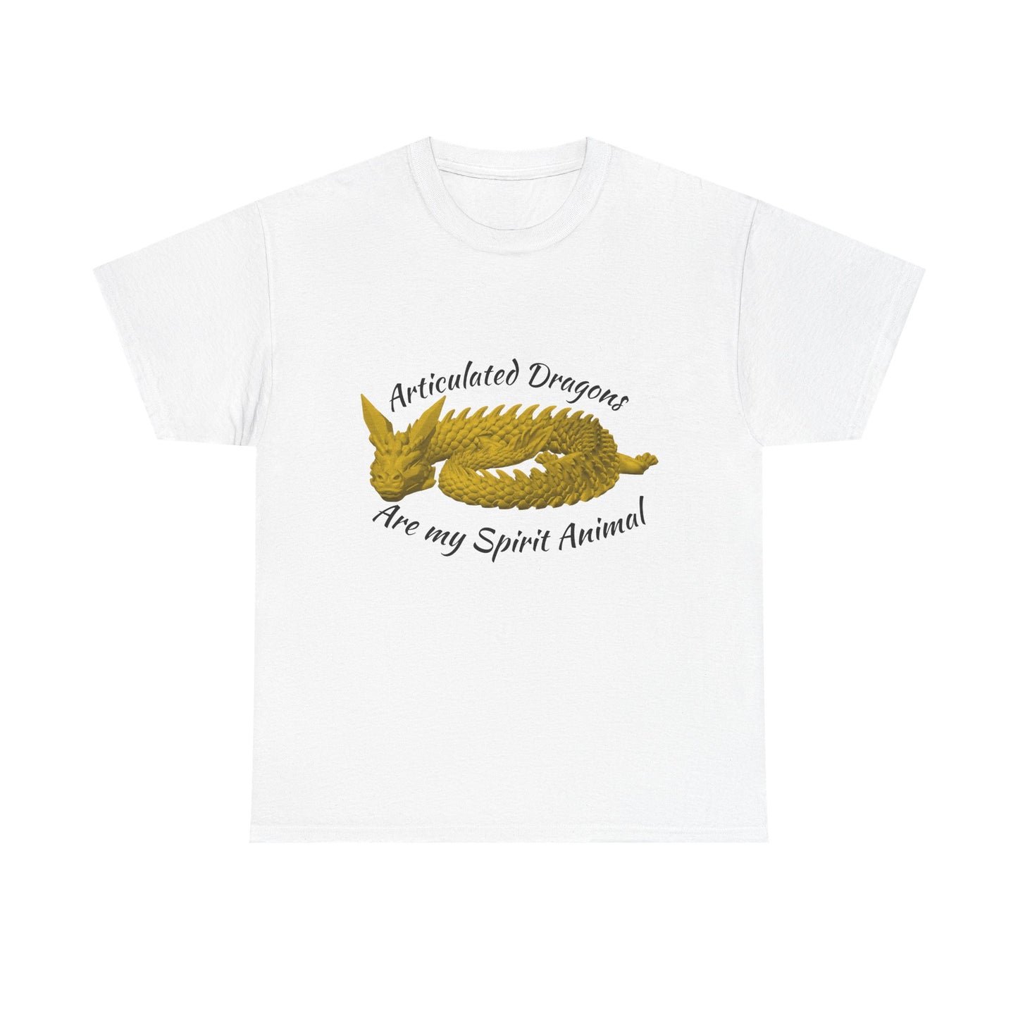 Gold Articulated Dragons Spirit Animal Tee, Unisex Cotton T-Shirt, Dragon Lover Gift, Fantasy Apparel, Unique Graphic Tee