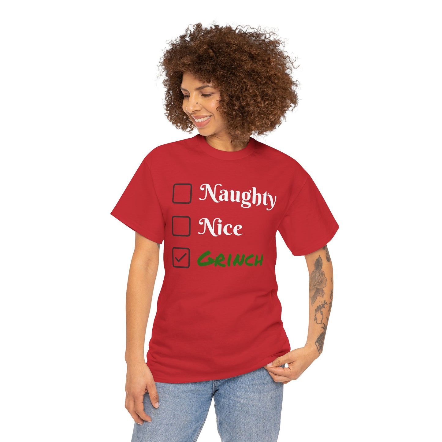 Grinch Unisex Heavy Cotton Tee - Christmas Gift, Holiday Shirt, Funny Movie Quote, Green Mean One, Dr. Seuss Costume