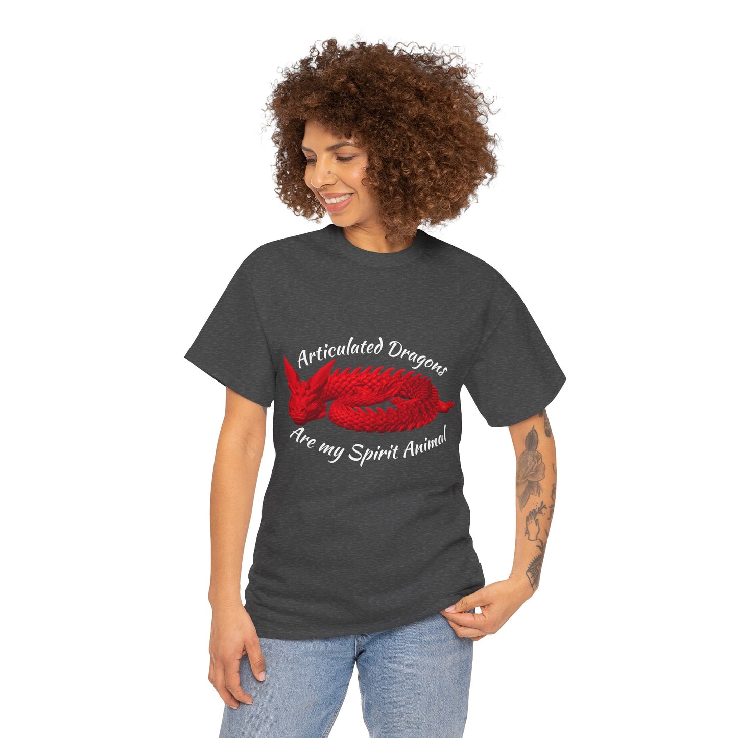 Articulated Dragons Spirit Animal Tee, Unisex Cotton T-Shirt, Dragon Lover Gift, Fantasy Apparel, Unique Graphic Tee
