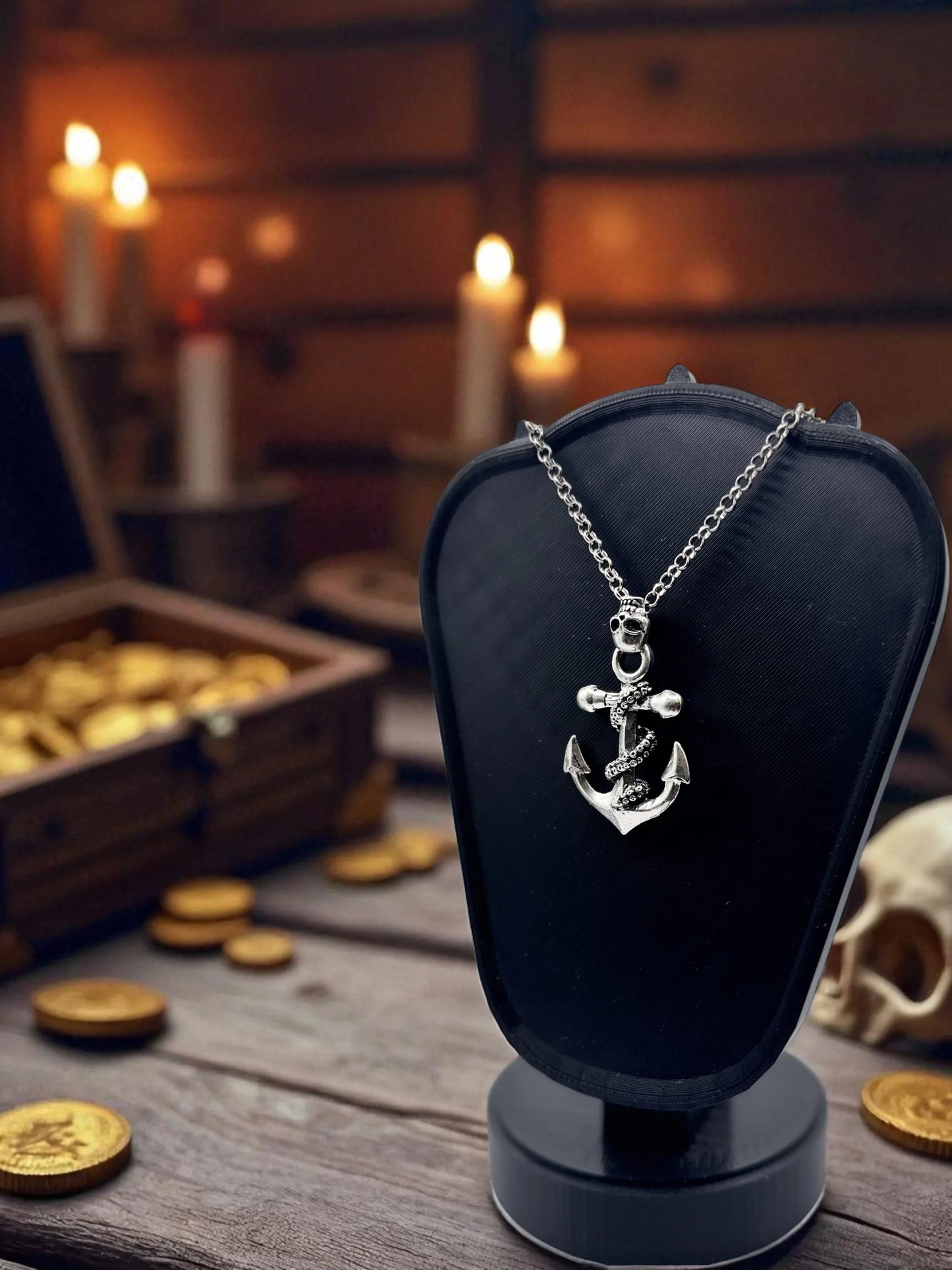 ☠️ “Anchored in Fear” — Skull & Anchor Pirate Pendant Necklace - MacGuffin Shop