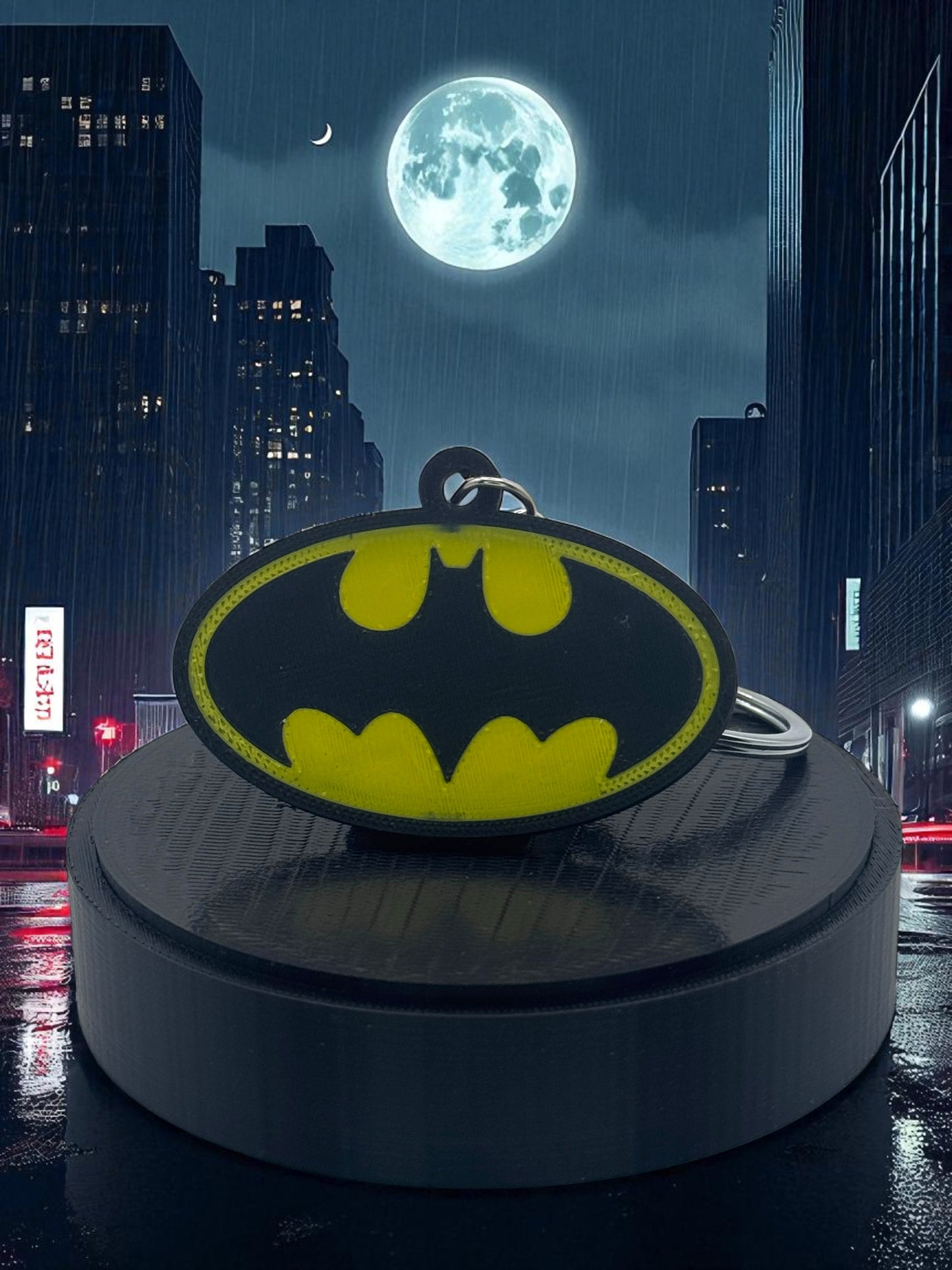 🦇 “I Am the Night” — Batman Emblem Keychain - MacGuffin Shop