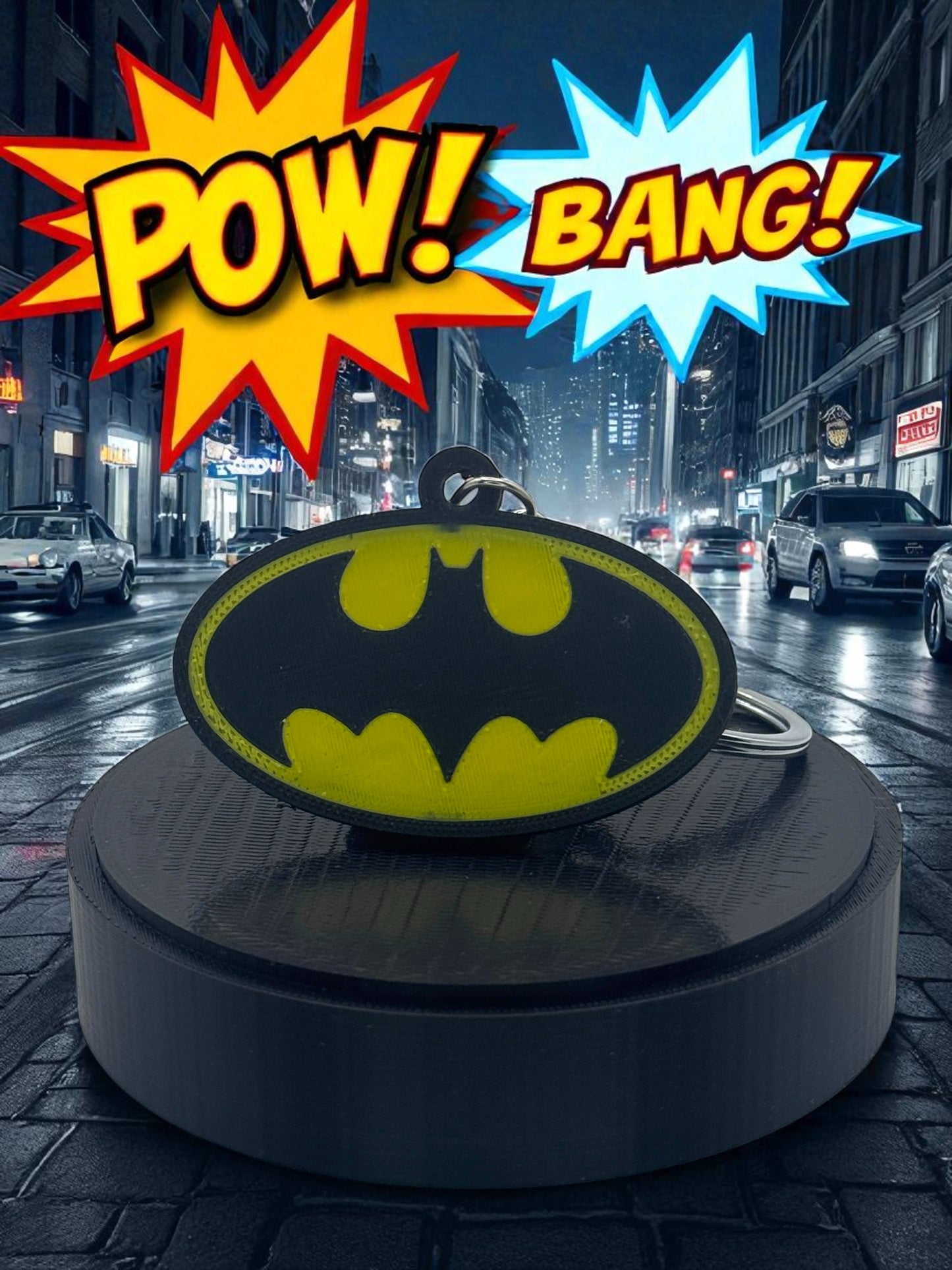 🦇 “I Am the Night” — Batman Emblem Keychain - MacGuffin Shop