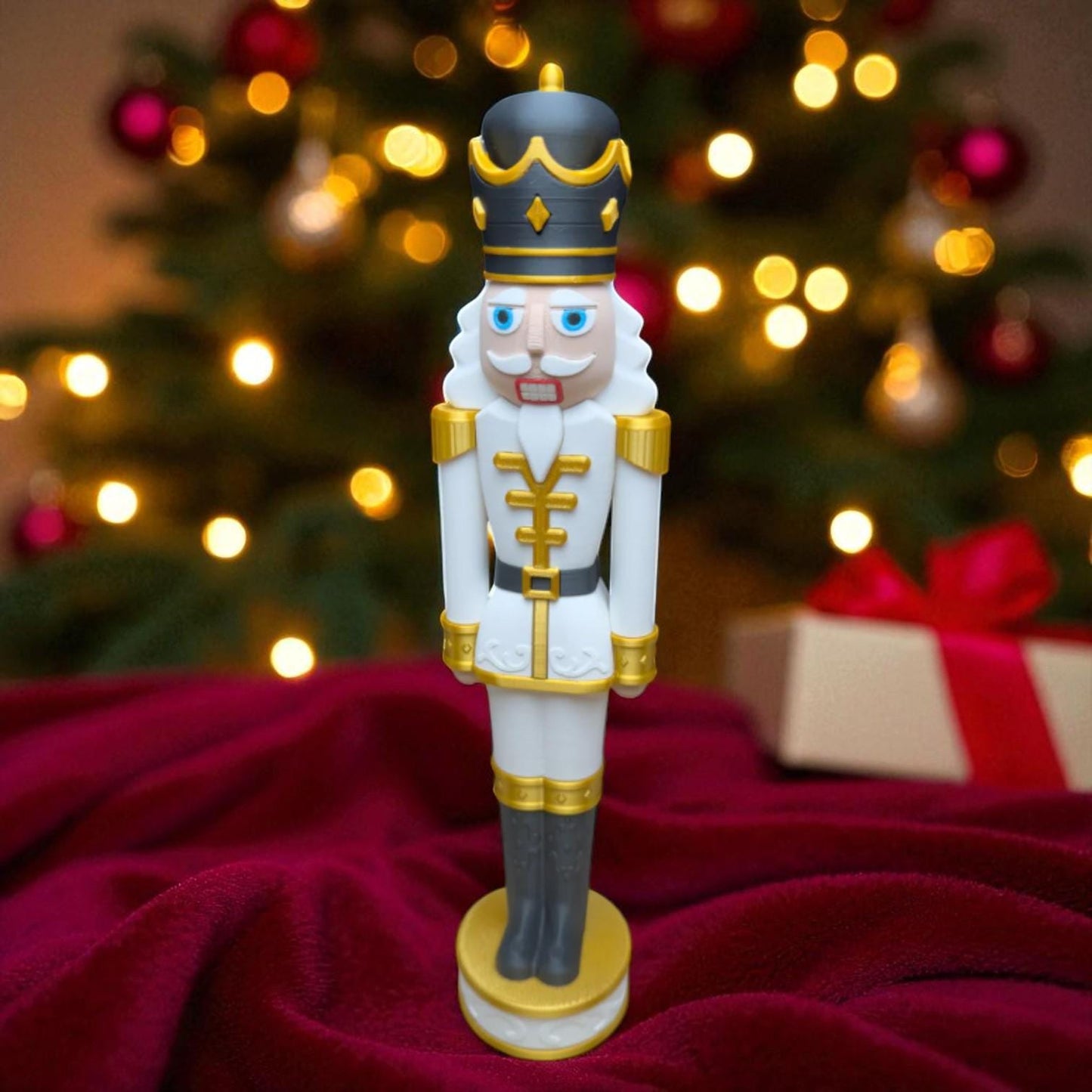 Ornate White and Gold Chunkable Nutcracker
