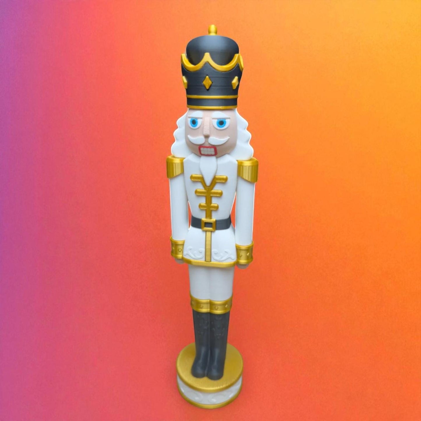 Ornate White and Gold Chunkable Nutcracker