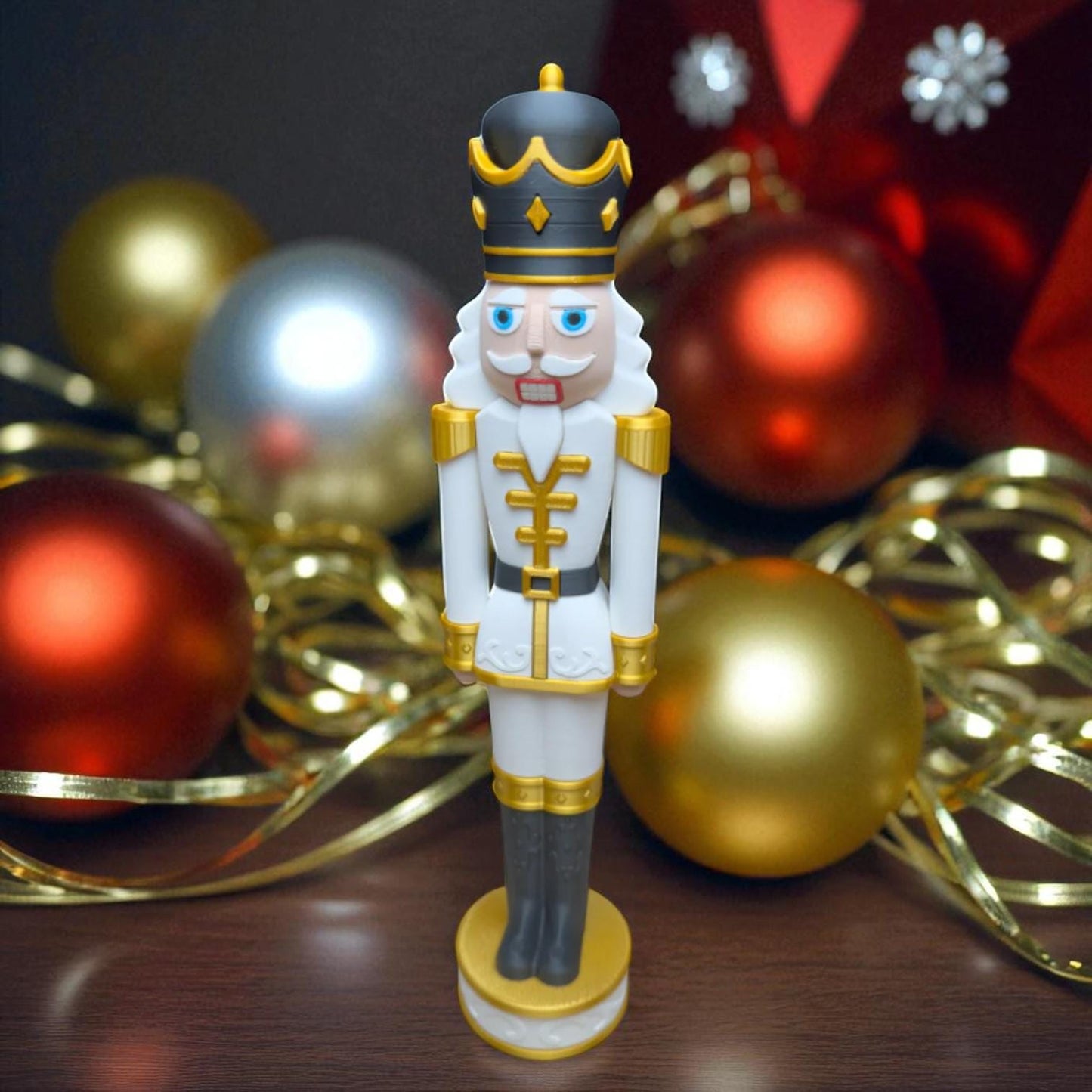 Ornate White and Gold Chunkable Nutcracker