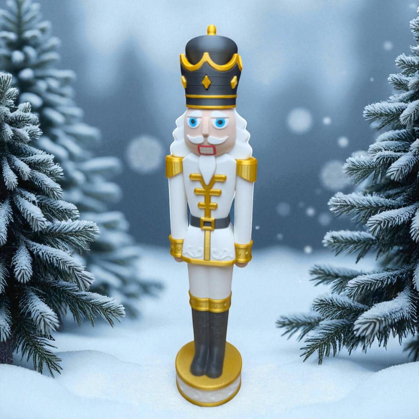 Ornate White and Gold Chunkable Nutcracker