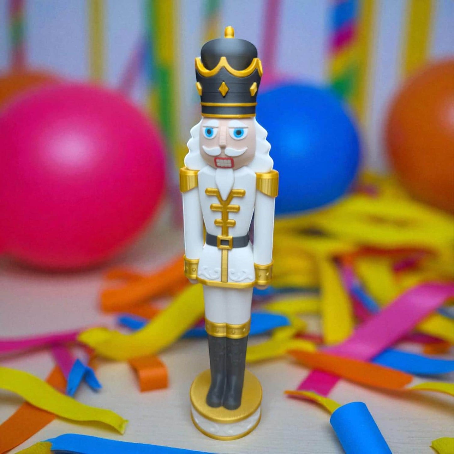 Ornate White and Gold Chunkable Nutcracker