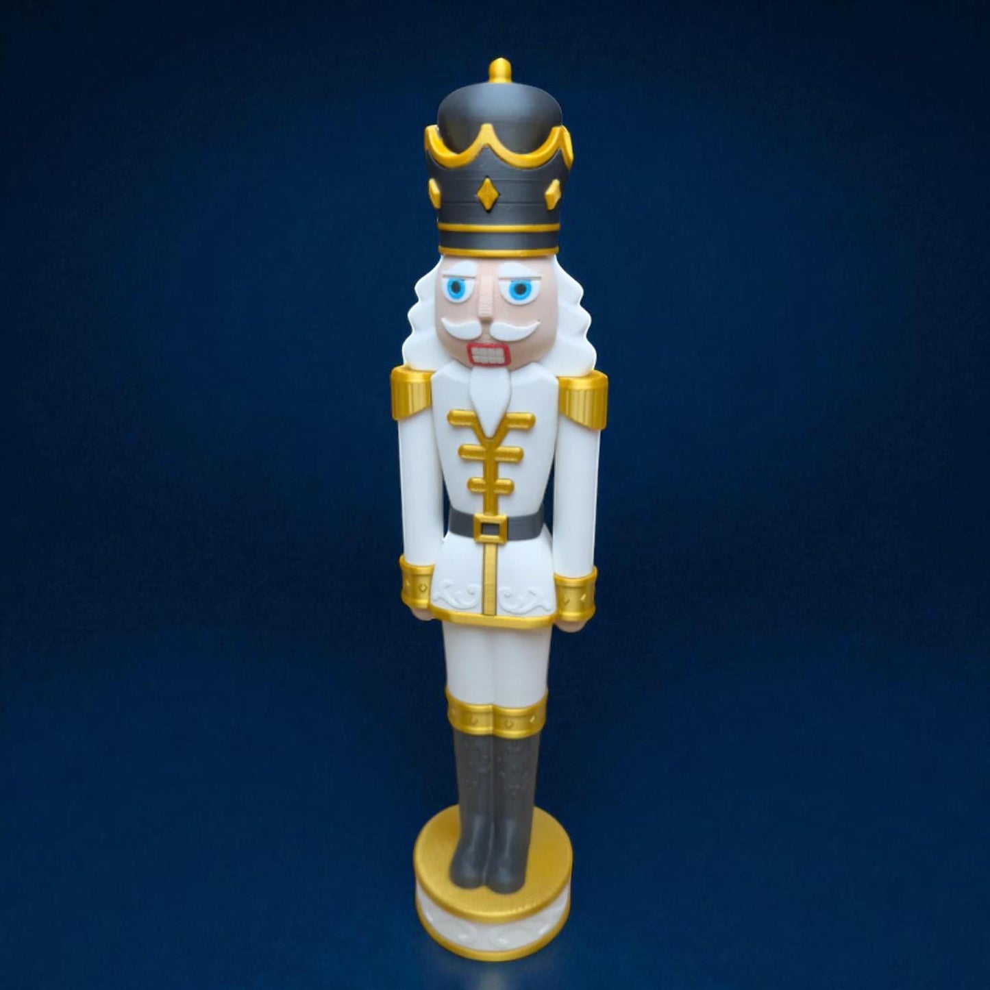 Ornate White and Gold Chunkable Nutcracker