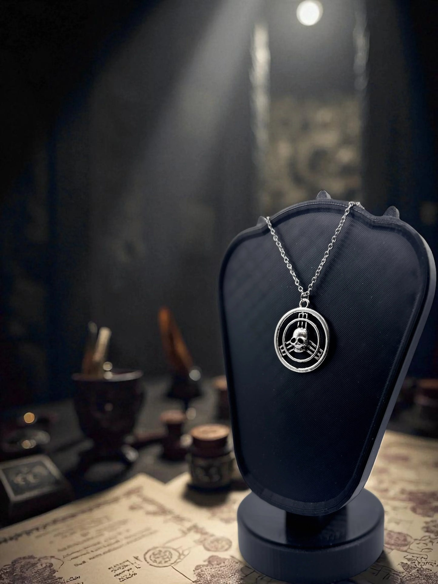 ☠️ “Marked by Shadows” — Assassin’s Creed Skull Emblem Necklace - MacGuffin Shop