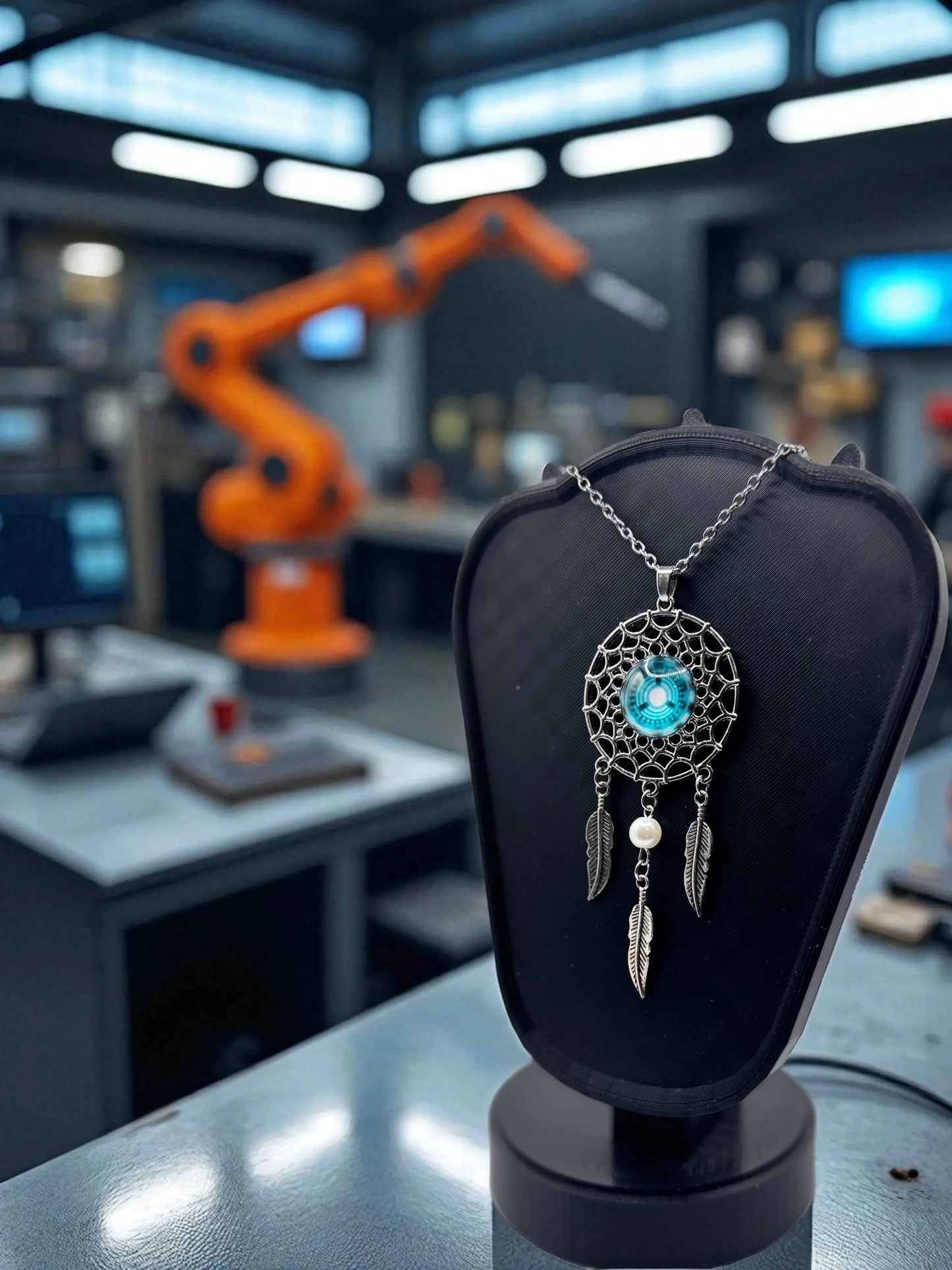 💠 “TechnoDream” — Sci‑Fi Arc Reactor Dreamcatcher Necklace - MacGuffin Shop