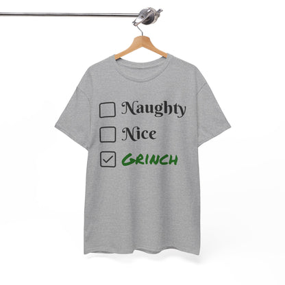 Grinch Unisex Heavy Cotton Tee - Christmas Gift, Holiday Shirt, Funny Movie Quote, Green Mean One, Dr. Seuss Costume