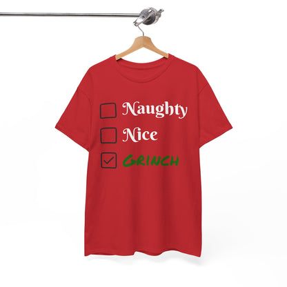 Grinch Unisex Heavy Cotton Tee - Christmas Gift, Holiday Shirt, Funny Movie Quote, Green Mean One, Dr. Seuss Costume