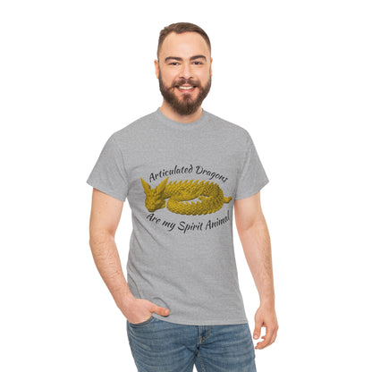 Gold Articulated Dragons Spirit Animal Tee, Unisex Cotton T-Shirt, Dragon Lover Gift, Fantasy Apparel, Unique Graphic Tee