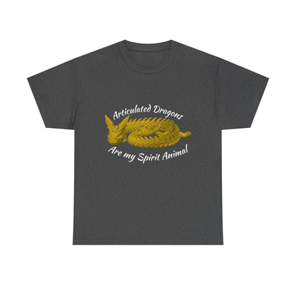 Gold Articulated Dragons Spirit Animal Tee, Unisex Cotton T-Shirt, Dragon Lover Gift, Fantasy Apparel, Unique Graphic Tee