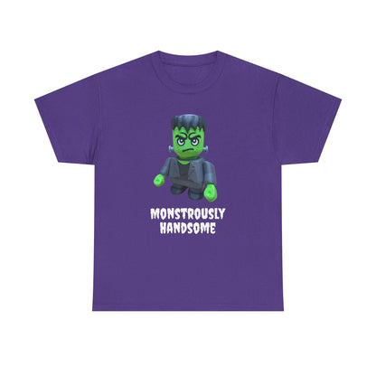 Frankenstein Monstrously Handsome Tee, Halloween Shirt - Unisex T-Shirt for Costume Party, Scary Movie Fans, Horror Lovers, Classic Monster