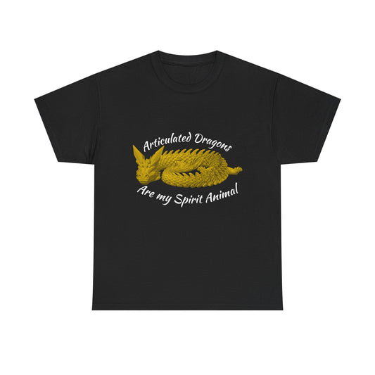 Gold Articulated Dragons Spirit Animal Tee, Unisex Cotton T-Shirt, Dragon Lover Gift, Fantasy Apparel, Unique Graphic Tee