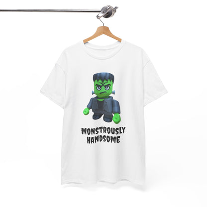Frankenstein Monstrously Handsome Tee, Halloween Shirt - Unisex T-Shirt for Costume Party, Scary Movie Fans, Horror Lovers, Classic Monster