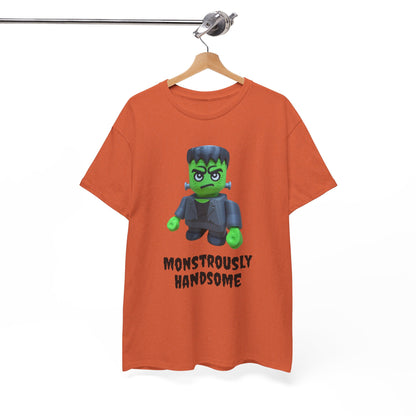 Frankenstein Monstrously Handsome Tee, Halloween Shirt - Unisex T-Shirt for Costume Party, Scary Movie Fans, Horror Lovers, Classic Monster