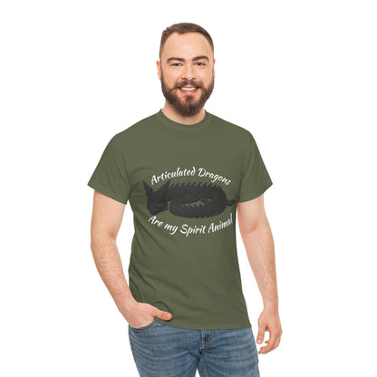 Black Articulated Dragons Spirit Animal Tee, Unisex Cotton T-Shirt, Dragon Lover Gift, Fantasy Apparel, Unique Graphic Tee