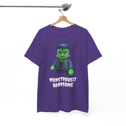 Frankenstein Monstrously Handsome Tee, Halloween Shirt - Unisex T-Shirt for Costume Party, Scary Movie Fans, Horror Lovers, Classic Monster