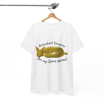 Gold Articulated Dragons Spirit Animal Tee, Unisex Cotton T-Shirt, Dragon Lover Gift, Fantasy Apparel, Unique Graphic Tee