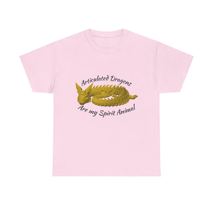 Gold Articulated Dragons Spirit Animal Tee, Unisex Cotton T-Shirt, Dragon Lover Gift, Fantasy Apparel, Unique Graphic Tee