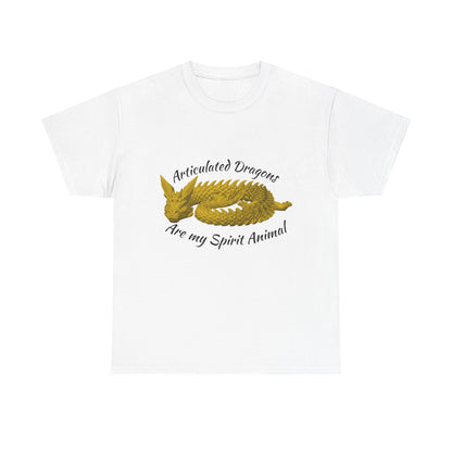 Gold Articulated Dragons Spirit Animal Tee, Unisex Cotton T-Shirt, Dragon Lover Gift, Fantasy Apparel, Unique Graphic Tee