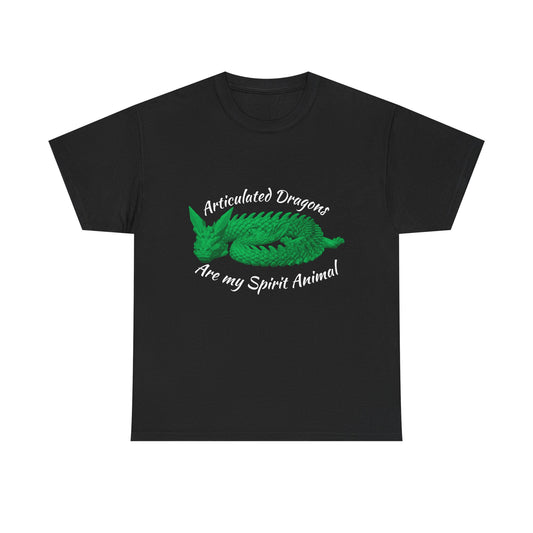 Green Articulated Dragons Spirit Animal Tee, Unisex Cotton T-Shirt, Dragon Lover Gift, Fantasy Apparel, Unique Graphic Tee