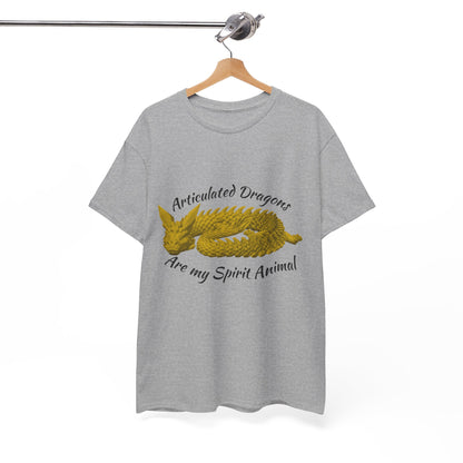 Gold Articulated Dragons Spirit Animal Tee, Unisex Cotton T-Shirt, Dragon Lover Gift, Fantasy Apparel, Unique Graphic Tee