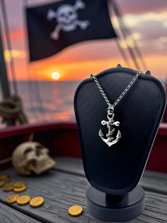 ☠️ “Anchored in Fear” — Skull & Anchor Pirate Pendant Necklace - MacGuffin Shop