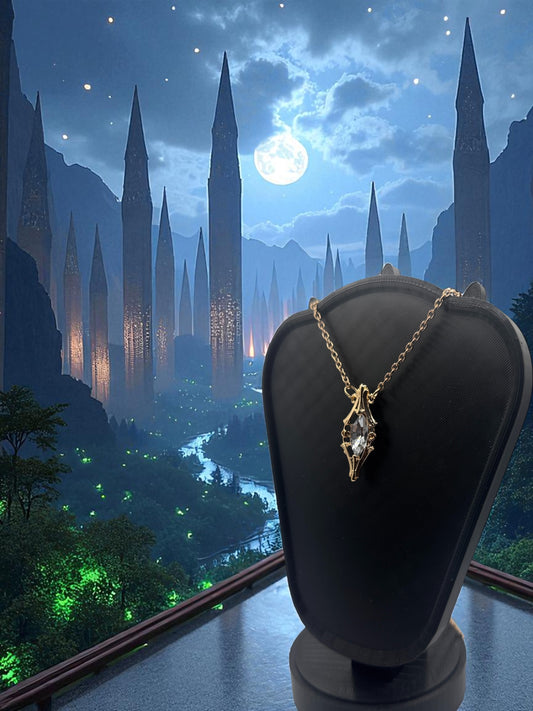 🔮 “Crystal of the Moonspire” — Elven Fantasy Pendant Necklace - MacGuffin Shop