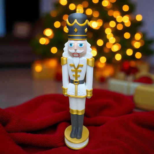 Ornate White and Gold Chunkable Nutcracker